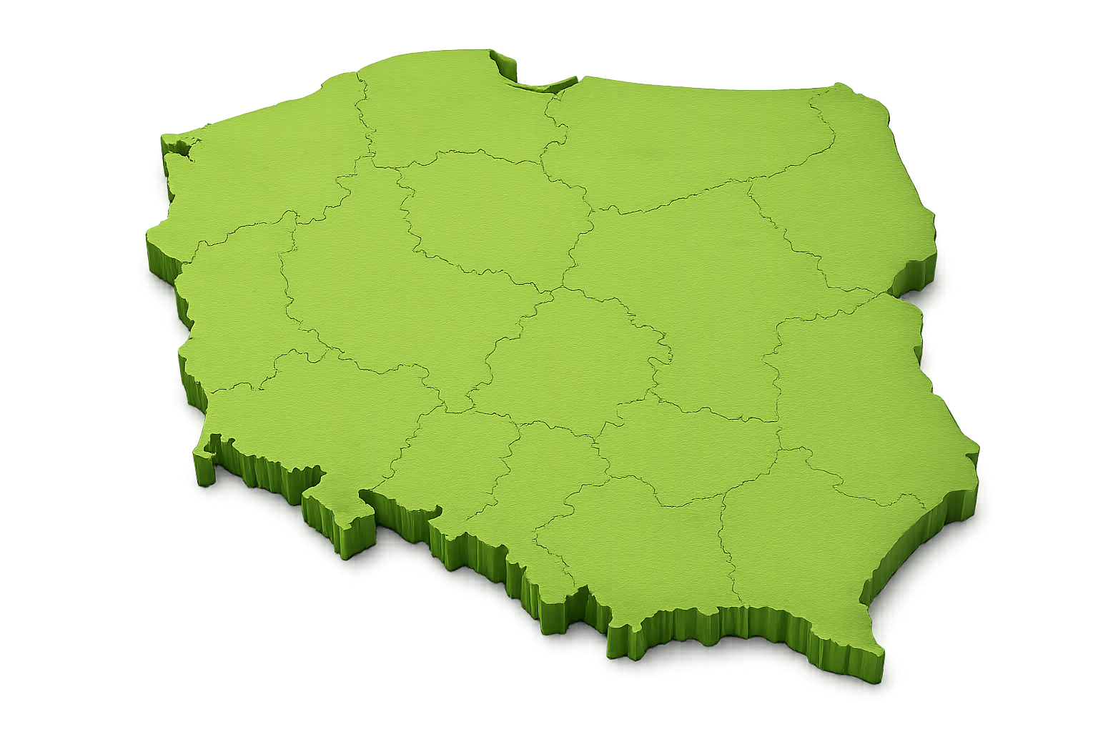 Mapa Polski z lokalizacjami składów Greenplast